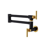 ZUN Brass Made Pot Filler, Black & Gold Pot Filler Faucet, Wall Mount Folding Kitchen Sink Pot Filler W1932P186932