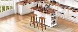 K&K 53'' Farmhouse Island with Two Tempered Glass Cabinet Doors, Power Outlet, Rolling N707P263637W