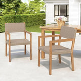 Outdoor Dining Chairs Set of 2, Light Teak Acacia Wood Frame and Multi Light Brown PE Wicker, Ideal N779P251251L