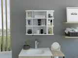 Milan Medicine Cabinet, Six External Shelves Mirror, Three Internal Shelves -White B20091958