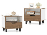 2-Pack Color Blocking Nightstands - 3-Tier Storage , Unique Wood Grain 08509714
