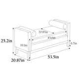 53.5"W Elegant Upholstered Bench, Ottoman with Wood Legs & Bolster Pillows for End of Bed, Bedroom, W1852137241