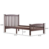 Cap, curved head and footboard, vertical decorative strips, painted surface, pine wood, brown, Twin 81185658