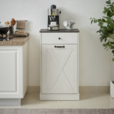 ZUN WF002 TC1-7034K Single Door Trash Cabinet Tilt Trash Cabinet Kitchen Trash Can - Splice Wood White W308106403