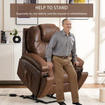 ZUN Power Lift Recliner Chair with Massage Elderly, Overstuffed Wide Recliners, Heavy Duty and Safety W1622P196006