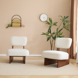 Modern Beige Lounge Chair with Polyester Upholstery, Sturdy Wood Base With Walnut Finish, N767P241702W