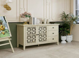 Hollowed-out Cabinet with 2 Door 3 Drawers, American Furniture, Suitable for Bedroom, Living Room, W688P223034