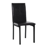 ZUN Set of 4 Metal Frame Chairs Brown Faux Leather Seat Black Metal Finish Dining Side Chairs B01146334