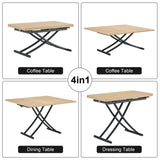Modern minimalist multifunctional lift table with 0.8-inch MFC tabletop and black metal legs, can be W1151P149702