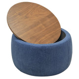 Round Storage Ottoman, 2 in 1 Function, Work as End table and Ottoman, Navy W48735176