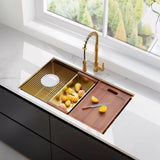 32 Gold Undermount Workstation Kitchen-32 x 19 Inch 16 Gauge Stainless Steel Undermount Kitchen W1386P304431