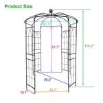 ZUN Metal Garden Arch Iron Garden Arbors Gazebo Dia81.3'' x 114.2'' High Birdcage Shape Pergola Pavilion 13516553