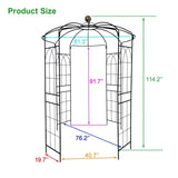 ZUN Metal Garden Arch Iron Garden Arbors Gazebo Dia81.3'' x 114.2'' High Birdcage Shape Pergola Pavilion 13516553