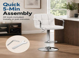 2-Pack Bar Stools, PU Leather Adjustable Swivel/ Arms Barstools, Hydraulic Kitchen Counter 94982020