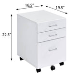 ZUN White and Chrome 3-Drawer Rectangular File Cabinet B062P184520