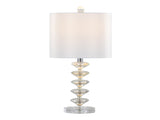 Diamond Stacked 23" Contemporary Crystal Table Lamp in Clear K9 Crystal with Off-White Silk-Like B202P224007