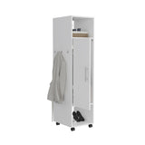 ZUN Cluster 63" Tall Wardrove One-Door Cabinet with Mirror, Three Shelves, Casters and Hanging Rod, B070P210732