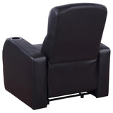 Black Upholstered Recliner with Cup Holder B062P145437