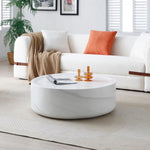 ZUN 31.49'' Round coffee table,Sturdy Fiberglass table for Living Room, White, No Need Assembly.WHITE W876P154744