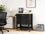 Rolling Kitchen Island with wood Top, Mobile Kitchen Cart with Drawer, Wine Rack & Cabinet Storage, 66961030