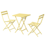3 Piece Patio Bistro Set of Foldable Square Table and Chairs, Yellow W1586P143173