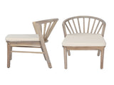 Outdoor Dining Chairs Set of 2, Acacia Wood Patio Chairs with Cream Washable Cushion,for Backyard, N762P389932K