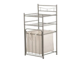 Satin Nickel Bathroom Storage Tower with Two Shelves and Removable Hamper 26943540