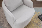 035-Boucle Fabric Swivel Accent Chair With Soild Wood Round Brown Base Leg,Light Gray W527134463