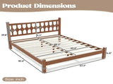 Queen Size Bamboo Platform Bed with Diamond-shaped headboard, Solid Bamboo-made Bed Frame with W5316P484040