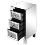 ZUN Modern and Contemporary Mirror Surface With Diamond 3-Drawers Nightstand Bedside Table 76457036