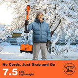 500W Cordless Snow Shovel - 11in Wide 6.3in Deep, 26ft Snow Throwing, 45&deg Rotatable Guide Plates, 40429603