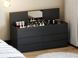 Black embossed P2 12mm particleboard with melamine veneer, 120*40*85.5cm, six-drawer cabinet with 03058306