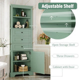 ZUN Green Triangle Tall Cabinet with 3 Drawers and Adjustable Shelves for Bathroom, Kitchen or Living WF306469AAG