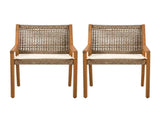 OUTDOOR DINING CHAIR -Acacia Wood & Wicker with Cream Cushion Patio Furniture-Teak finish & wicke N770P272397G