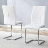 ZUN Set of 2 dining white dining chair set, PU material high backrest seats and sturdy leg W1151P203805