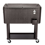 80QT Rattan Square Legs Cooler with Shelf 16526367