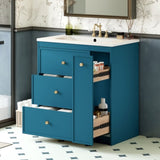 30'' Bathroom Vanity with Ceramic Sink Combo, Free Standing Single Vanity Set with Four Drawers, N710P228374C