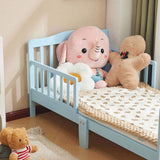 Single-layer vertical board with side guardrails, blue, 135*75*62.5cm, pine, children's wooden bed 60704776
