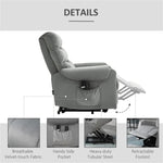 ZUN Grey Velvet Recliner Chair,Power Lift Chair with Vibration Massage, Remote Control 11353341