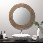 ZUN Natural Jute Rope Round Wall Mirror 26" B03598875