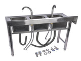 39.3 Stainless Steel Commercial Kitchen Sink Outdoor Sink with 2 Inserts, 3 Slots for Restaurant 99584050