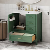 30" Green Bathroom Vanity with Sink Combination Set, Bathroom Storage Cabinet with Soft Close Door, N729P177787F