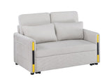 Percy 55.5"W Beige Teddy Velvet Sleeper Loveseat with Dual-Pull Sleeper Design B061P151389