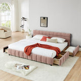 King Size Upholstered Bed ,comfortable upholstered bed frame, Chenille fabric, with headboard and W487P235312