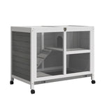 ZUN Pet cage /Wood Rabbit Hutch-Gray （Prohibited by WalMart） 03906617