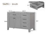 36" Bathroom Vanity without Sink, Cabinet Base Only, Bathroom Cabinet with Drawers, Solid Frame and WF296707AAE