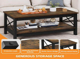 39.4 Inch Rectangular Coffee Table with Side X-Support Frame, Thickened Legs & Floor Protection 35953046