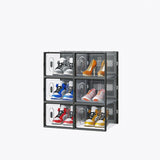 6-Piece Medium Black Plastic Mesh Shoe Box Set - 33x23x14cm, Modular Design for Home Storage 80828150