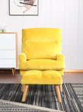 Soft Comfortable 1pc Accent Click Clack Chair with Ottoman Yellow Fabric Upholstered Oak Finish Legs B01166681