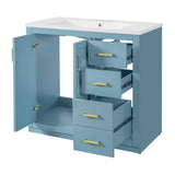 36'' Bathroom Vanity with Ceramic Sink Combo, Solid Wood Frame Bathroom Storage Cabinet, N710P243327M